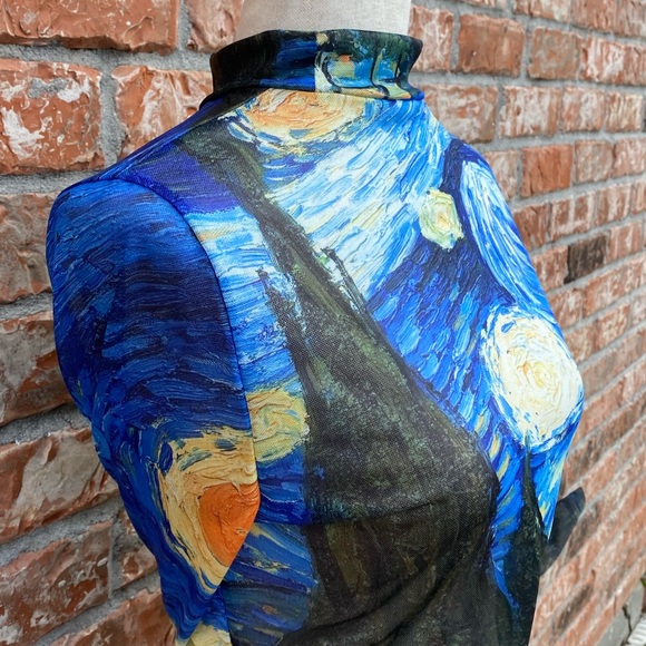 🎉HP 🎉Starry Night blue Van Gogh crop top 🌠 / S, M, L, XL  / NWOT - Picture 7 of 11